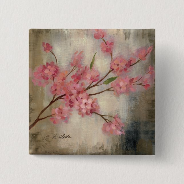Cherry Blossoms 15 Cm Square Badge (Front)