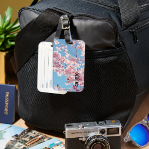 Cherry Blossoms Against Clear Blue Sky Luggage Tag