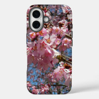 Cherry Blossoms and Bee Pink Spring Flowers