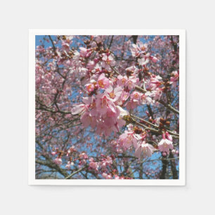 Cherry Blossoms and Bee Pink Spring Flowers Napkin