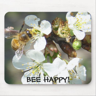 Cherry Blossoms and Bees Mouse Mat