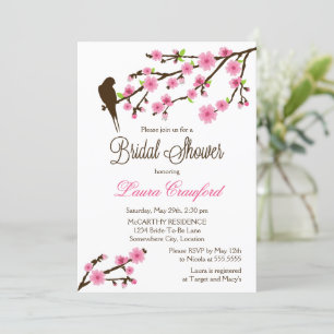 Cherry Blossoms and Bird Bridal Shower Invitation