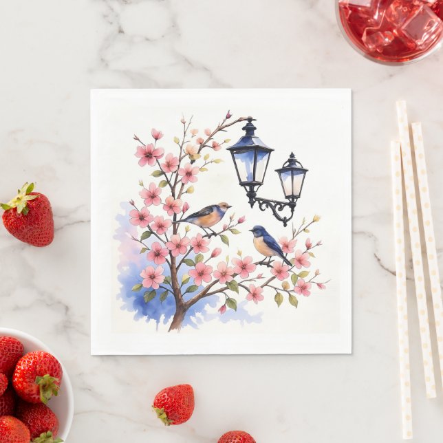 Cherry Blossoms and birds Napkin (Insitu)