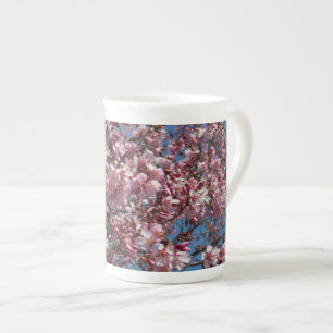 Cherry Blossoms and Blue Sky Spring Floral Bone China Mug