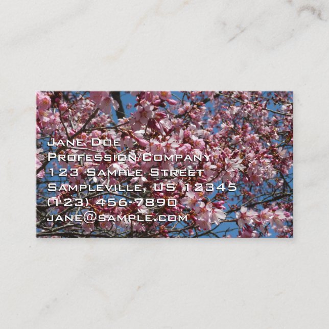 Cherry Blossoms and Blue Sky Spring Floral Business Card (Front)