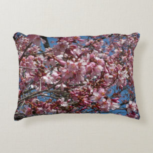Cherry Blossoms and Blue Sky Spring Floral Decorative Cushion
