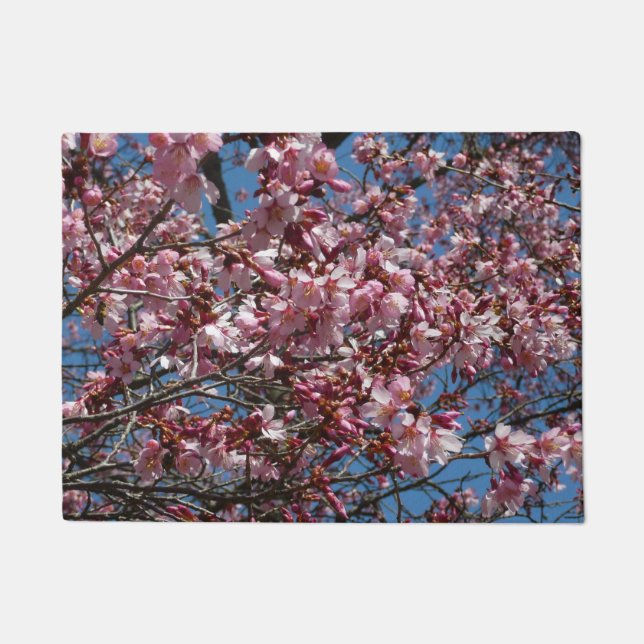 Cherry Blossoms and Blue Sky Spring Floral Doormat (Front)