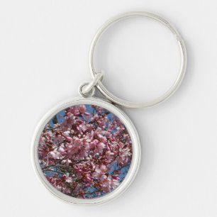 Cherry Blossoms and Blue Sky Spring Floral Key Ring