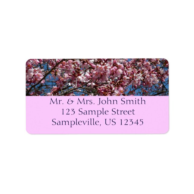 Cherry Blossoms and Blue Sky Spring Floral Label (Front)