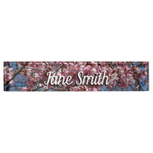 Cherry Blossoms and Blue Sky Spring Floral Nameplate