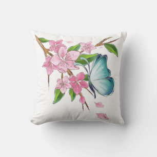 Cherry Blossoms and Butterflies American MoJo Cushion