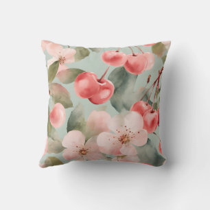 Cherry Blossoms and cherries Spring Art Cushion
