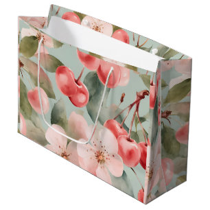 Cherry Blossoms and cherries Spring Art  Large Gift Bag