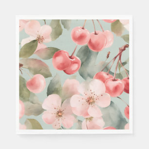 Cherry Blossoms and cherries Spring Art Napkin