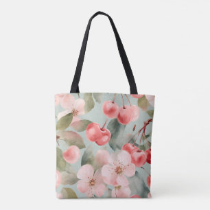 Cherry Blossoms and cherries Spring Art Tote Bag