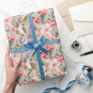 Cherry Blossoms and cherries Spring Art Wrapping Paper