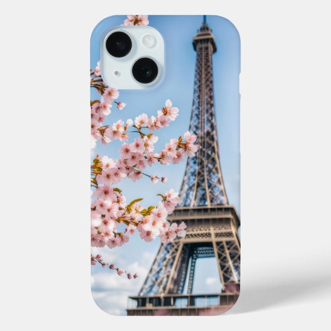 Cherry Blossoms and Eiffel Towel Case-Mate iPhone Case (Back)