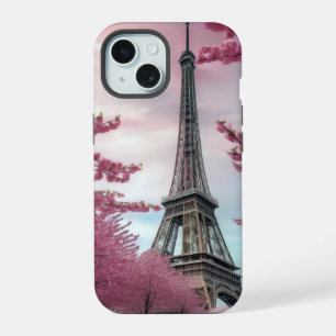 Cherry Blossoms and Eiffel Towel iPhone 15 Case