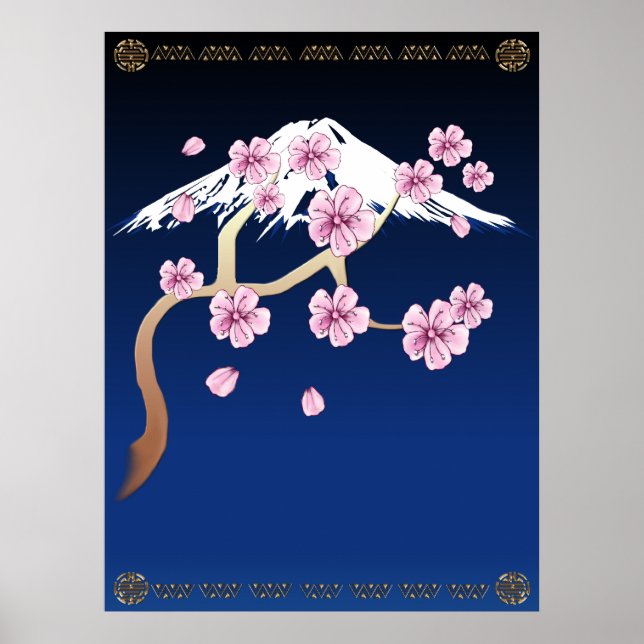Cherry Blossoms and Mt. Fuji Poster (Front)