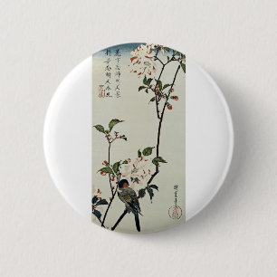 Cherry Blossoms and Small Bird 6 Cm Round Badge