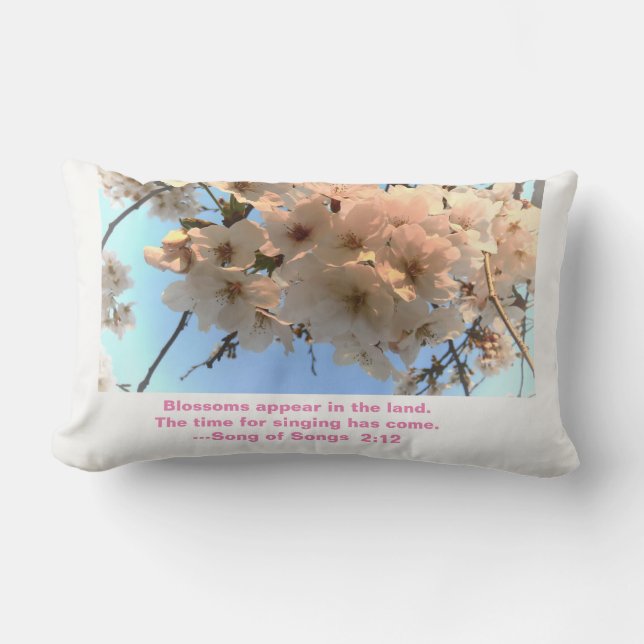 Cherry Blossoms and Song of Songs Pillow (Front)