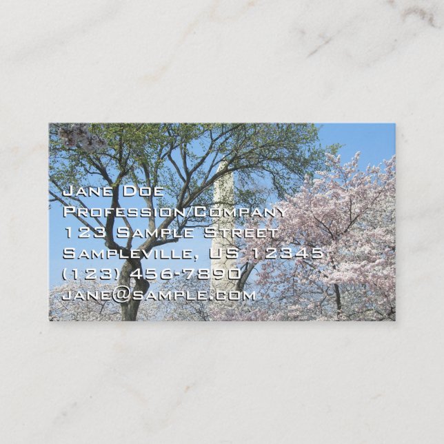 Cherry Blossoms and the Washington Monument in DC Business Card (Front)