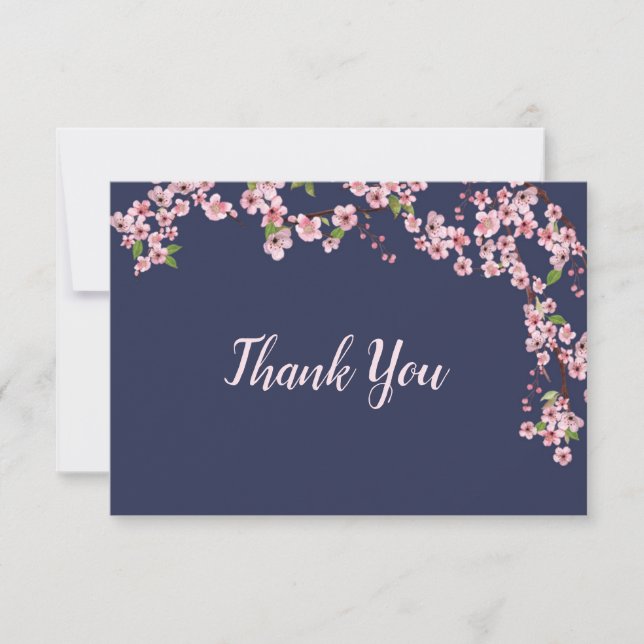 Cherry Blossoms at Night Thank You Card (Front)