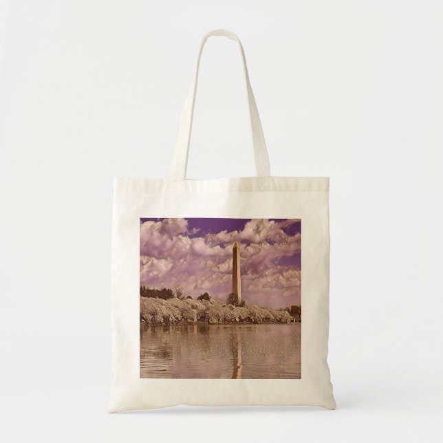 Cherry Blossoms at the Washington Monument Tote Bag (Front)