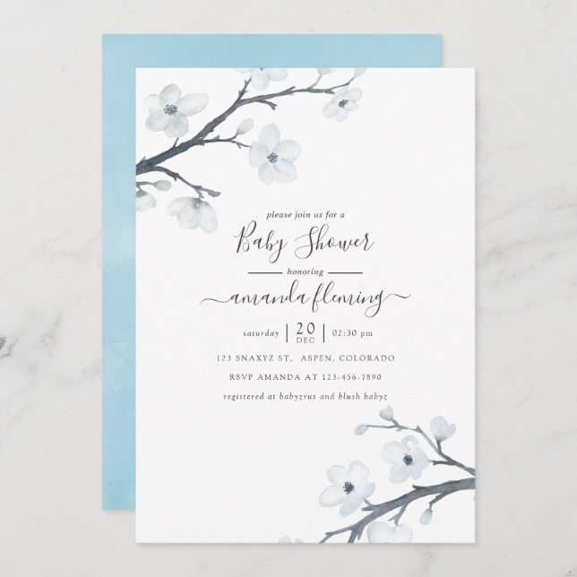 Cherry Blossoms Baby Shower Invitation (Front/Back)