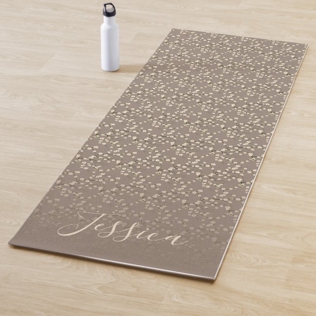 Cherry Blossoms Beige / Your Name Yoga Mat (In Situ)