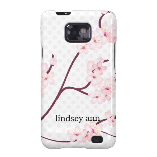 Cherry Blossoms Branch on Polka Dots Galaxy S2 Case