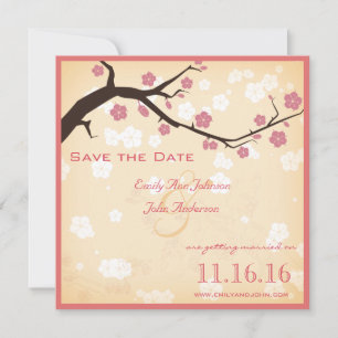 Cherry Blossoms Branch Save the Date Invitation
