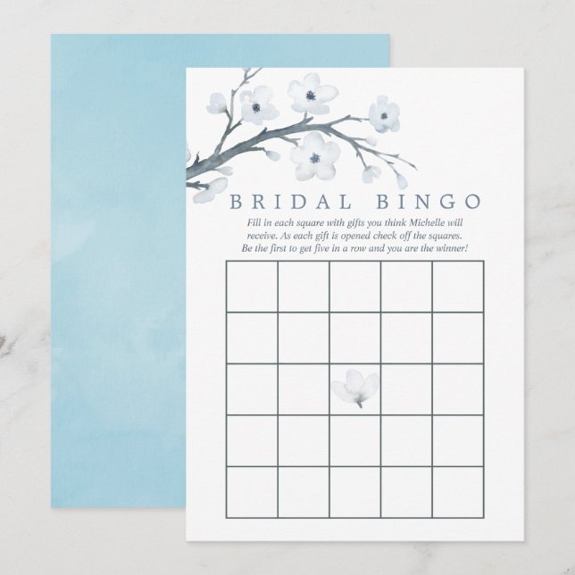 Cherry Blossoms Bridal Shower Bingo Invitation (Front/Back)