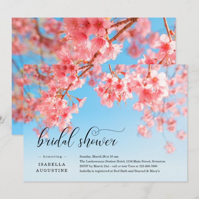 Cherry Blossoms Bridal Shower Invitation (Front/Back)