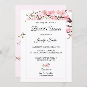 Cherry Blossoms Bridal Shower Pink Pink Card