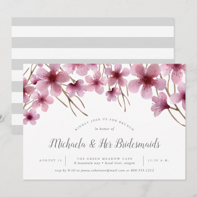Cherry Blossoms Bridesmaids Brunch Invitation (Front/Back)