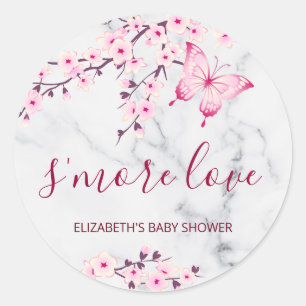Cherry Blossoms  Butterfly S'more Love Classic Round Sticker