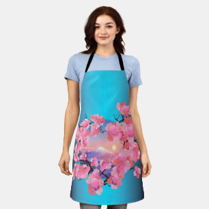 Cherry Blossoms by Mount Fuji Apron