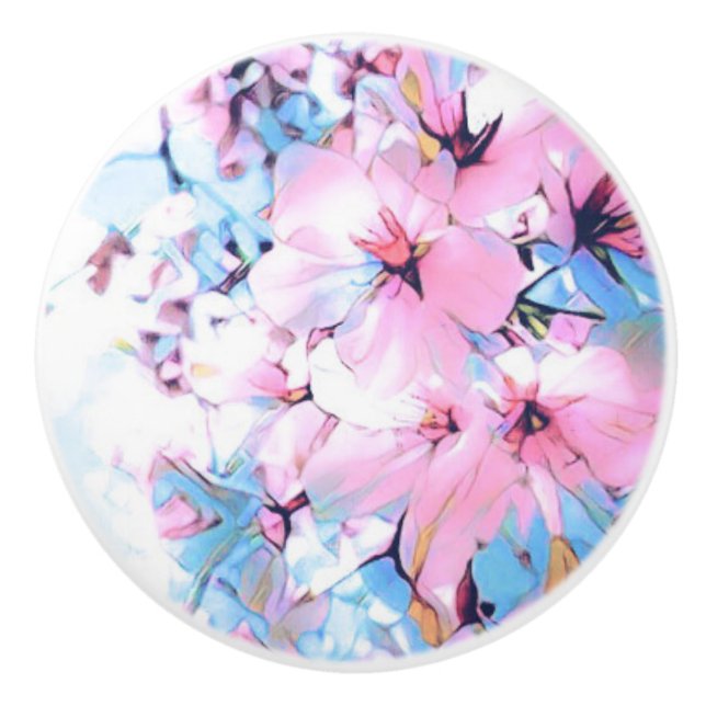 Cherry blossoms ceramic knob (Front)
