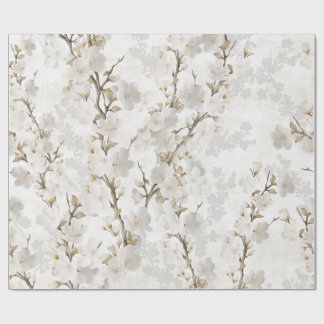 Cherry blossoms cloud dancer shades wrapping paper