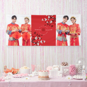 Cherry Blossoms & Double Happiness Chinese Wedding Banner