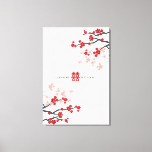 Cherry Blossoms & Double Happiness Chinese Wedding Canvas Print