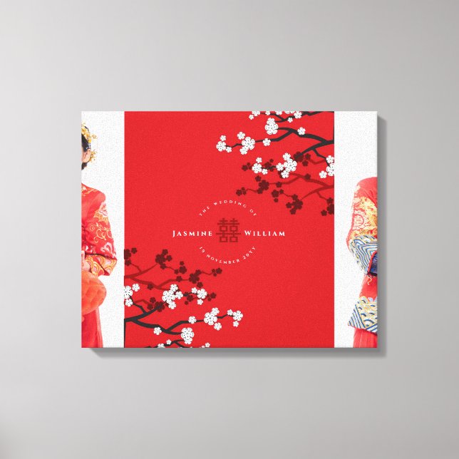 Cherry Blossoms & Double Happiness Chinese Wedding Canvas Print (Front)