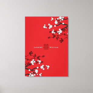Cherry Blossoms & Double Happiness Chinese Wedding Canvas Print