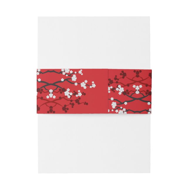 Cherry Blossoms & Double Happiness Chinese Wedding Invitation Belly Band (Back Example)
