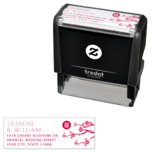 Cherry Blossoms Double Happiness Chinese Wedding Self-inking Stamp