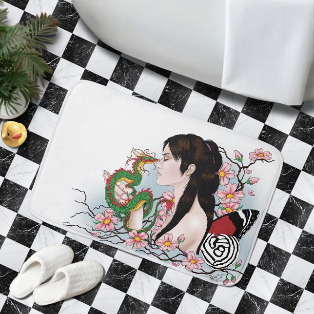 Cherry Blossoms Dragon Serenity Asian Fairy  Bath Mat (Creator Uploaded)