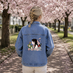 Cherry Blossoms Dragon Serenity Asian Fairy Denim Jacket