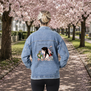 Cherry Blossoms Dragon Serenity Asian Fairy Denim Jacket