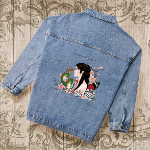 Cherry Blossoms Dragon Serenity Asian Fairy  Denim Jacket